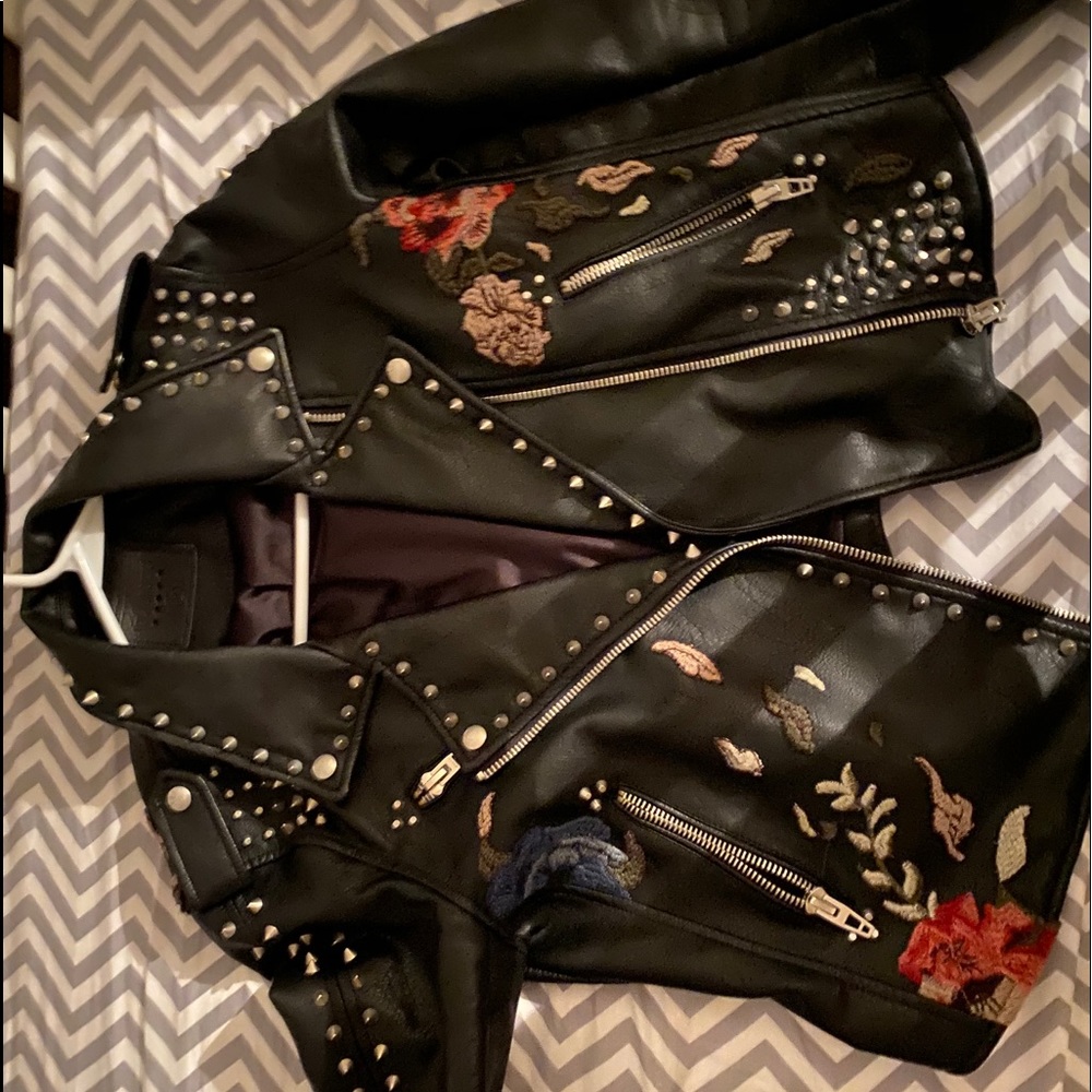 Leather Embellished Jacket
